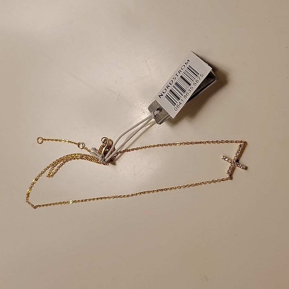 Cubic Zirconia Horizontal Cross Necklace